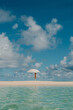 © Alina Hvostikova/Stocksy - Stunning beach scene with a woman holding an umbrella