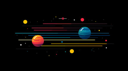 Poster - Celestial motion of planets outer space digital illustration cosmic environment dynamic viewpoint cosmic exploration