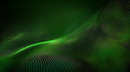 Poster - Dynamic green wave patterns abstract art digital design studio aerial view modern aesthetics