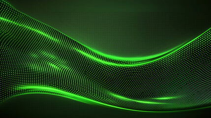 Poster - Dynamic green wave motion graphic abstract digital art modern design dark background high-tech visuals