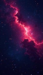 Wall Mural - Dark red nebula swirls across deep blue, stars scattered , scifi, art