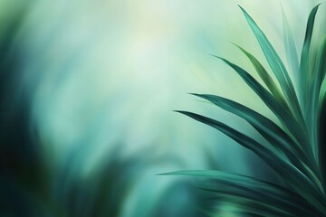 Aufkleber - Vibrant tropical leaves create a fresh atmosphere in a lush green and teal background displaying natural beauty
