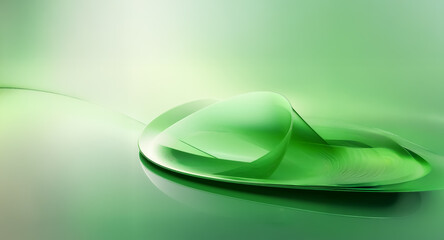 Wall Mural - soft green abstract with smooth flowing lines and shapes, creating a calming and organic feel. gentl