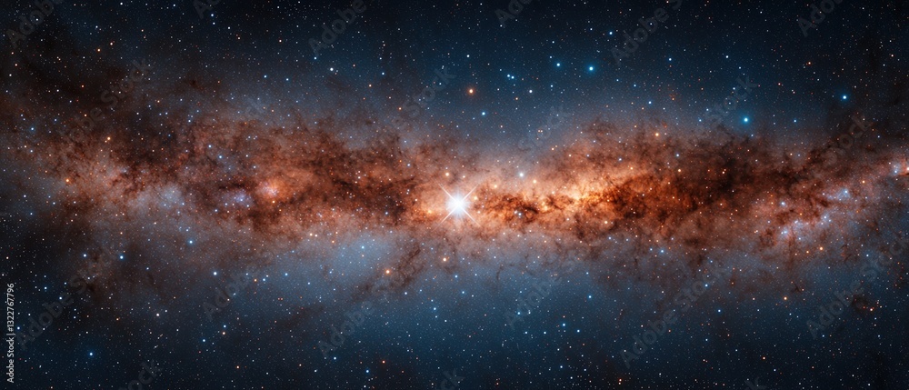 Galactic Center Starlight Concepts. Stunning cosmic view of a galaxy with stars and nebulae.