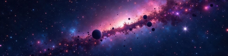 Wall Mural - Distant galaxies, glittering star clusters across inky black , astronomical, universe, cosmos