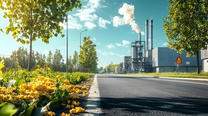 Poster - photograph of a bio waste recycling plant utilizing anaerobic digestion technology to convert food s