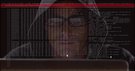 Poster - Animation of computer code overlaying person's face in school setting