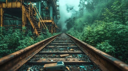 Poster - conveyor belts transporting a variety of old electronic devices including circuit boards computer co