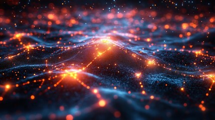 Fototapete - A vivid representation of quantum concepts reveals the intricate relationships of qubits, superposition, and entanglement against a dynamic backdrop.