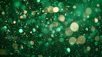 Poster - Sparkling water droplets abstract studio digital art green background close-up texture exploration