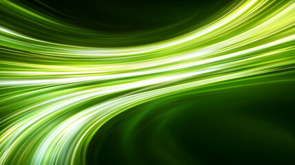 Poster - Dynamic green light trails abstract scene digital art modern environment vibrant concept