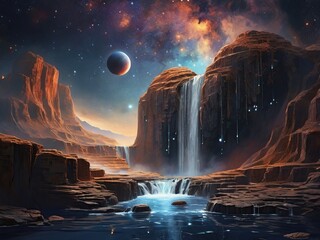 Wall Mural - fantasy landscape with space