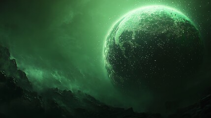 Wall Mural - Alien Planet with Glowing Moon; Mystical Space Landscape for Background Use