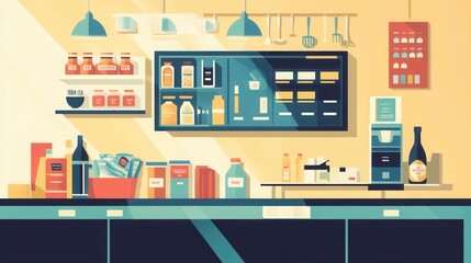 Poster - Online grocery order summary displayed on a digital screen in a modern kitchen environment with a professional aesthetic