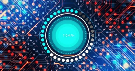 Poster - Digital speedometer displaying 110 MPH over circuit board background animation