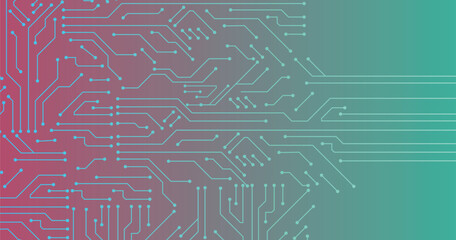 Poster - Abstract colorful gradient background with High-tech technology texture circuit board texture. Electronic motherboard vector design