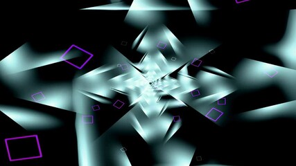 Poster - A digital abstract design with glowing geometric shapes and neon light effects, creating a futuristic and sci-fi atmosphere.