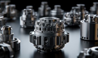 Poster - Close-Up View of Precision Engineered Metallic Components for Industrial Applications