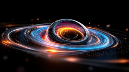 Poster - Colorful Abstract Representation of Cosmic Galaxy with Light Trails and Vibrant Colors