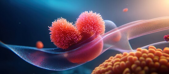 Poster - Colorful Abstract Representation of Microscopic Life Forms in Vibrant Underwater Environment