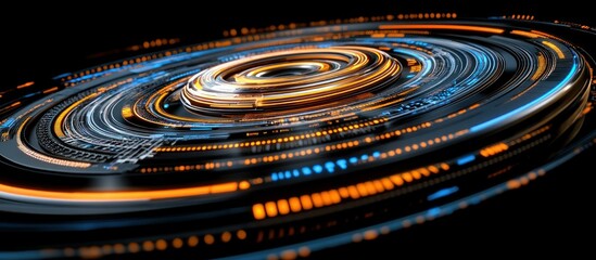 Poster - Abstract digital background with swirling lines and glowing dots in vibrant colors and patterns