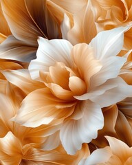Poster - Elegant Floral Arrangement in Soft Orange and White Tones with Delicate Petals and Textures
