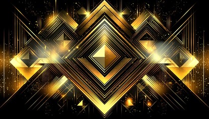 Poster - abstract art deco design with a golden and black pattern