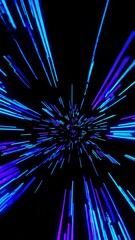 Poster - Dynamic neon light streaks exploding into starburst against black background