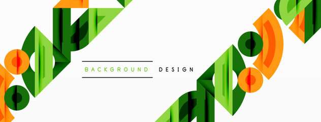 Aufkleber - Abstract geometric background with shapes, featuring circular and rounded elements. Bold contrast, smooth gradients, dynamic composition, futuristic style
