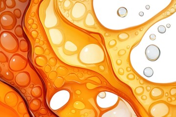 Poster - Abstract Orange Liquid Background with Bubbles, Drops and Swirling Patterns in Vibrant Colors