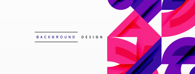 Aufkleber - Abstract geometric background with shapes, featuring circular and rounded elements. Bold contrast, smooth gradients, dynamic composition, futuristic style