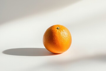 Poster - Vibrant and Textured Orange Fruit on White Background casting Strong Shadow in Bright Sunlight
