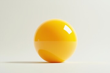 Aufkleber - Spherical yellow object on plain light background showing smooth surface and sleek reflection in studio setup