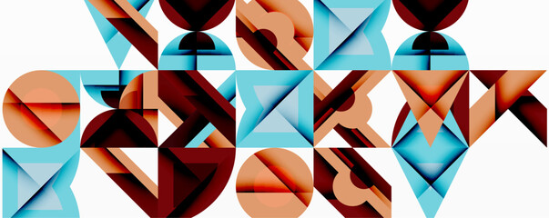Aufkleber - Minimal geometric abstract background. Circle square and triangle design