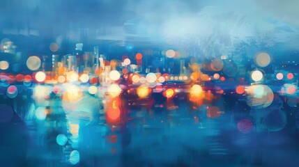 Poster - a blurred cityscape with glowing lights, symbolizing technological innovation.
