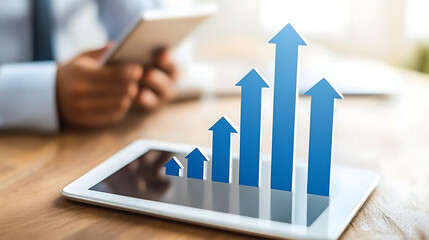 Poster - Analyzing growth trends through data visualization office setting digital content modern workspace analytical viewpoint