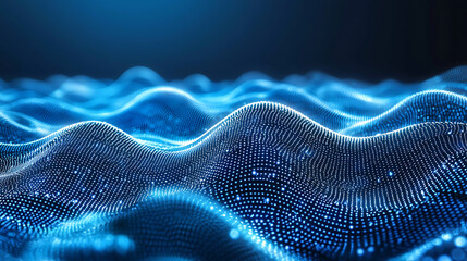 Poster - Digital waves flowing in a high-tech environment abstract visualization blue light futuristic perspective