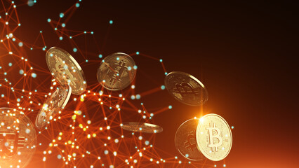 Bitcoins and  technology background