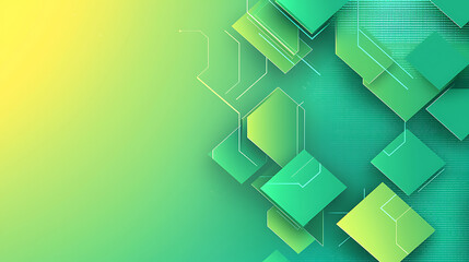 Poster - Dynamic green geometric shapes digital art studio abstract design modern environment aerial view technology concept