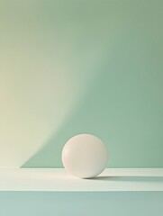 Poster - Minimalist Still Life Featuring White Sphere on Platform with Subtle Gradients and Shadows