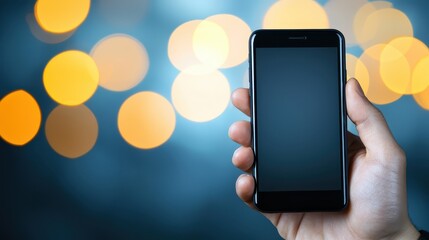 Poster - Closeup of person holding smart phone in hand, mobile technology and communication