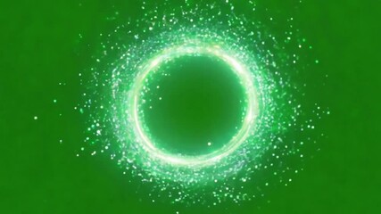 Wall Mural - green energy ring: a mesmerizing display of swirling, glowing particles forms a vibrant energy ring 