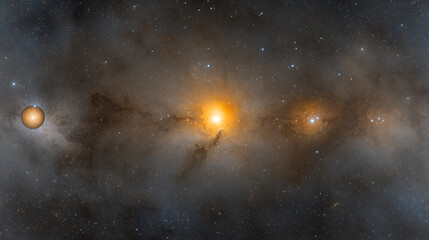 Poster - Celestial event stars and galaxies space digital art cosmic environment wide angle stellar formation