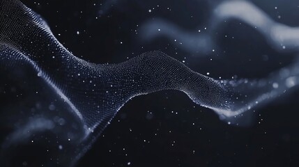 Wall Mural - abstract digital particles flowing in dark space (2)