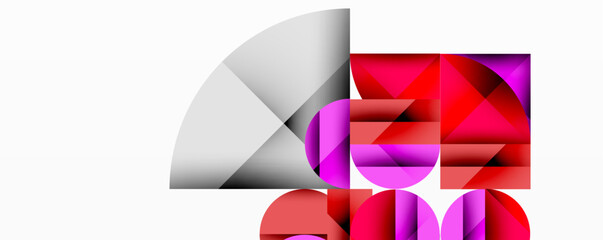 Aufkleber - Modern abstract composition with layered circles and angular segments featuring gradients, transparency effects, and a structured geometric layout