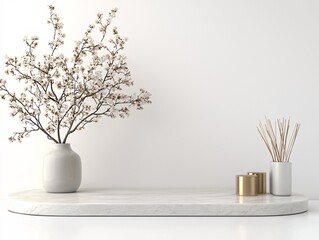 Poster - luxury 3D podium, gold and marble textures, opulent product display, soft diffused lighting, sophisticated showroom ambiance, classic elegance, refined curves, premium branding stage, artistic