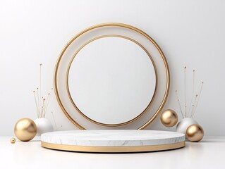 Poster - luxury 3D podium, gold and marble textures, opulent product display, soft diffused lighting, sophisticated showroom ambiance, classic elegance, refined curves, premium branding stage, artistic