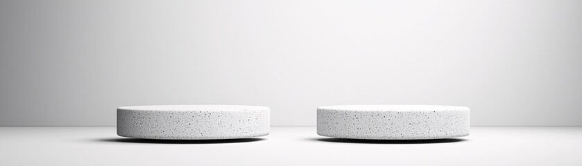 Poster - monochrome 3D podium, black and white minimalism, ultra-clean surfaces, elegant shadows, high-contrast lighting, modern simplicity, smooth gradient backdrop, refined sophistication, soft focus