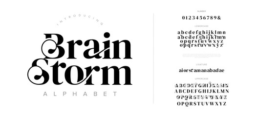 Poster - Elegant Font Uppercase Lowercase And Number. Classic Lettering Minimal Fashion Designs. Typography modern serif fonts regular decorative vintage concept. vector illustration
