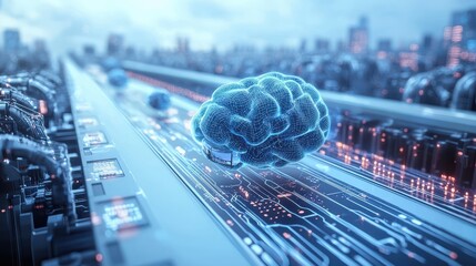 Poster - Data Scientist concept. Futuristic Datascape An Abstract Vision of AI Driven Urban Innovation